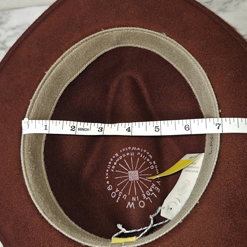 NEW Yellow 108 Eastwood Fedora Hat Men's Large Brown 100% Wool Felt Made in USA - Picture 14 of 14
